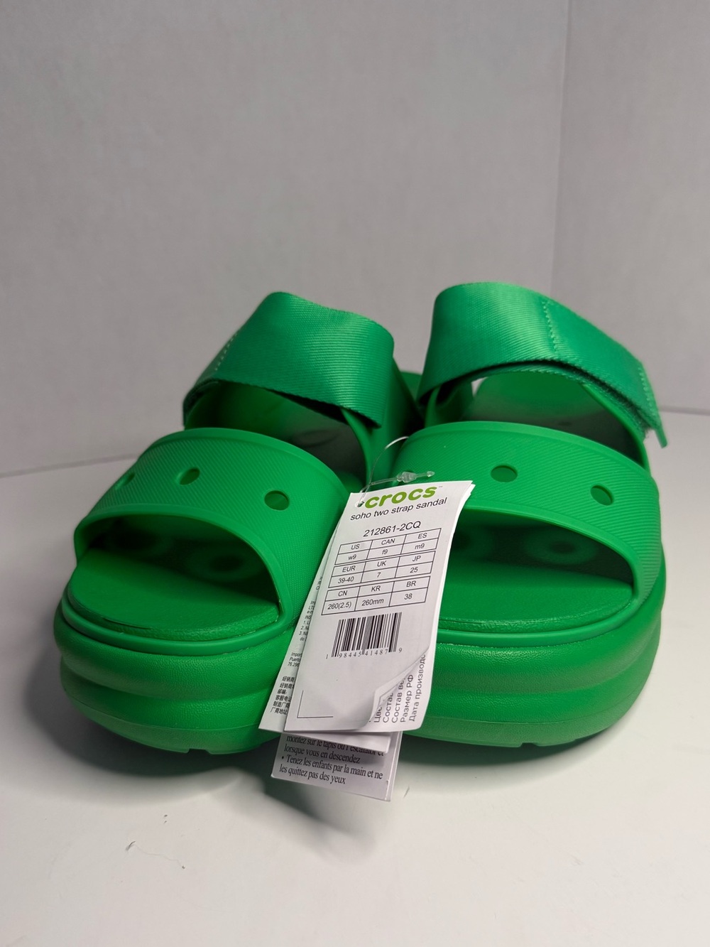 Crocs Soho Two Strap Sandal Green NWT Size W9 / M7 / EUR 39-40